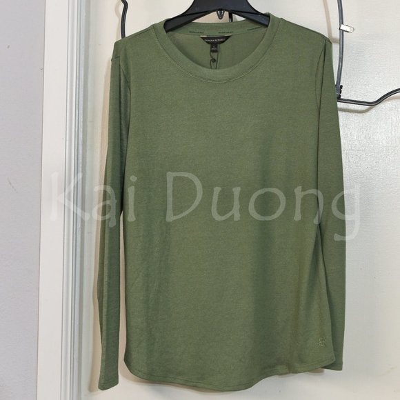 Banana Republic Ladies'‎ Long Sleeve Crewneck Top L GREEN - Picture 2 of 3